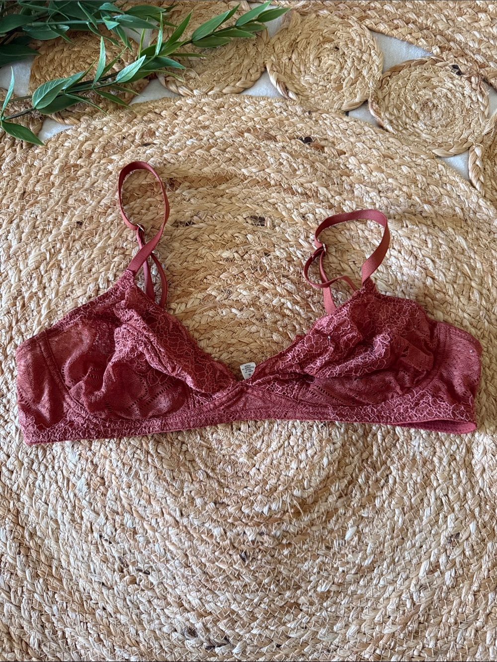 Madewell Maroon Rust Lace Unpadded Bralette. M